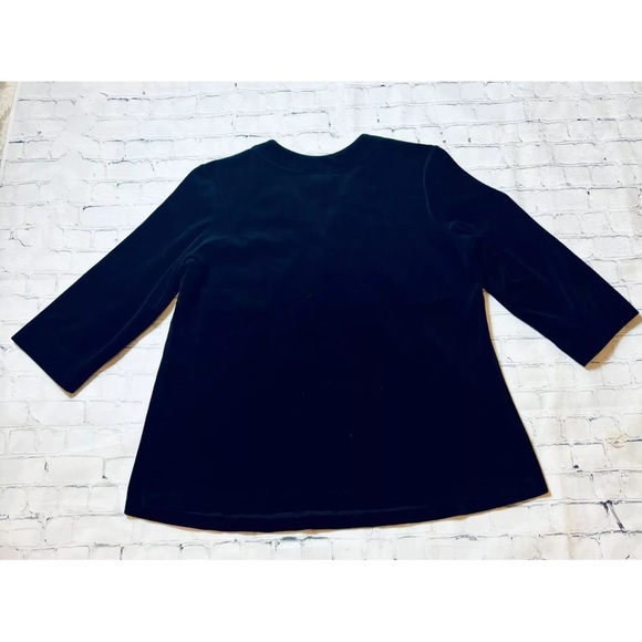 Hot Cotton Women’s Velvet Cotton Blend Top Tunic V Neck Black Size M - Picture 11 of 11